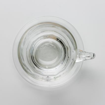 Set 6x glazen kop met schotel doorzichtig boeket nr. 8