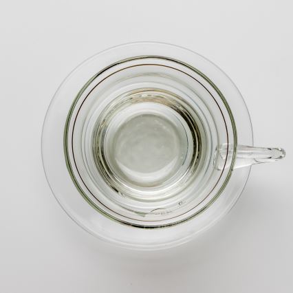 Set 6x glazen kop met schotel doorzichtig boeket nr. 9