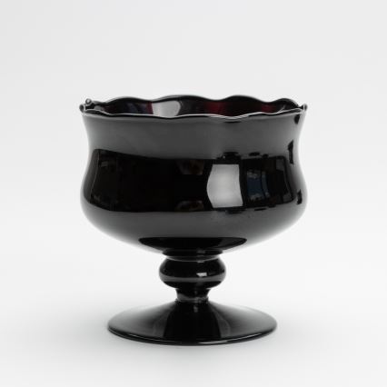 Set 6x glazen kop met schotel en 1x suiker kom zwart boeket nr. 1
