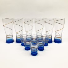 Set 6x groter glas en 6x kleiner glas blauw
