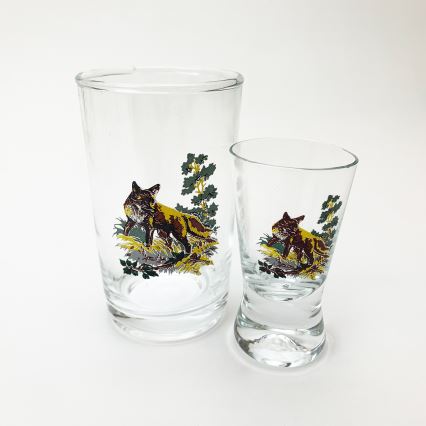 Set 6x groter glas en 6x shotglaasje doorzichtig met dierenmotieven