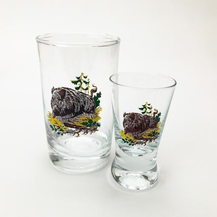 Set 6x groter glas en 6x shotglaasje doorzichtig met dierenmotieven