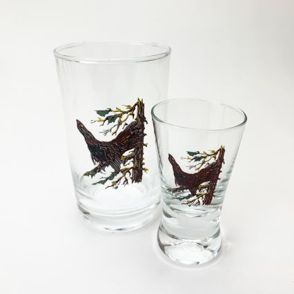 Set 6x groter glas en 6x shotglaasje doorzichtig met dierenmotieven