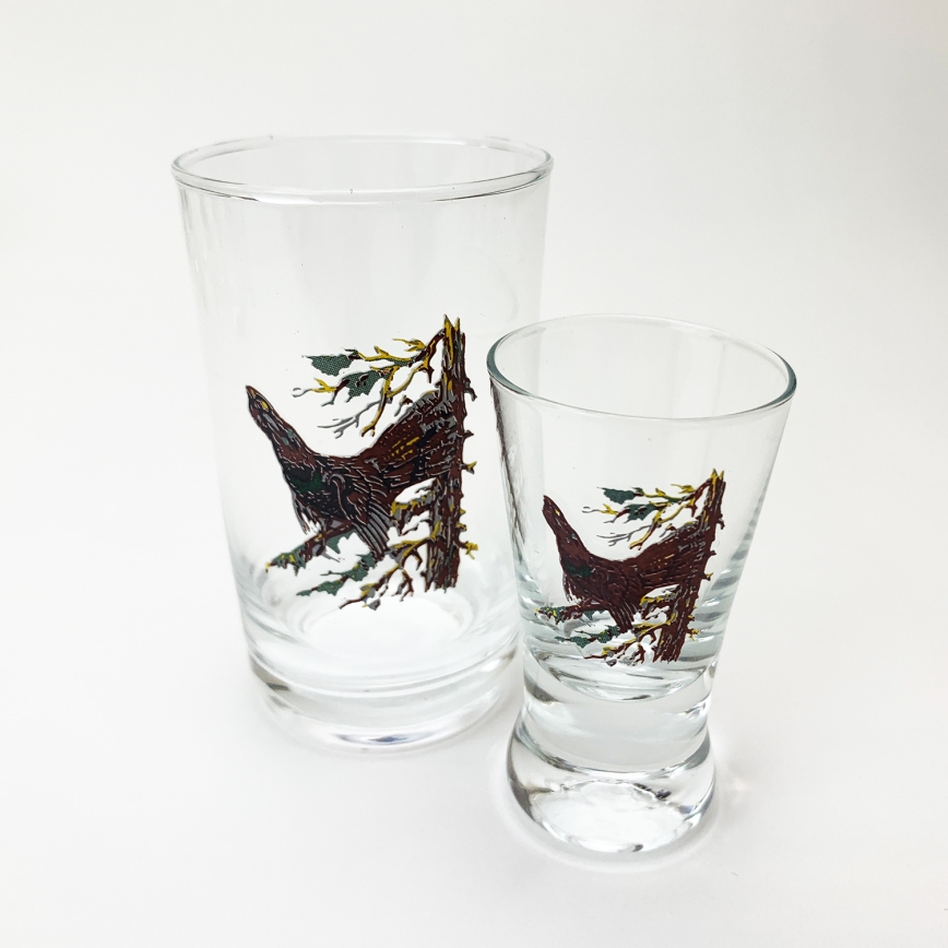 Set 6x groter glas en 6x shotglaasje doorzichtig met dierenmotieven