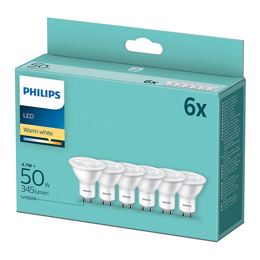 SET 6x LED Lamp Philips GU10/4,7W/230V 2700K