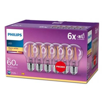 SET 6x LED Lamp VINTAGE Philips E27/7W/230V 2700K