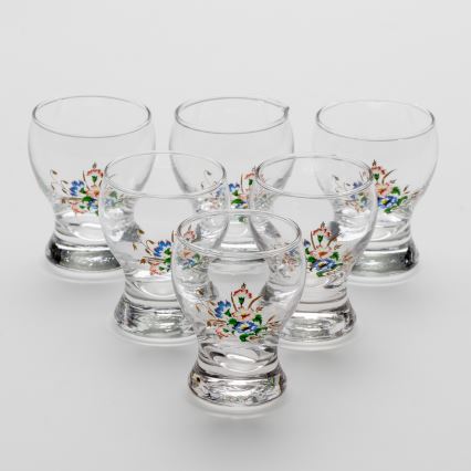 Set 6x likeur glas doorzichtig - bloemenpatroon nr. 3