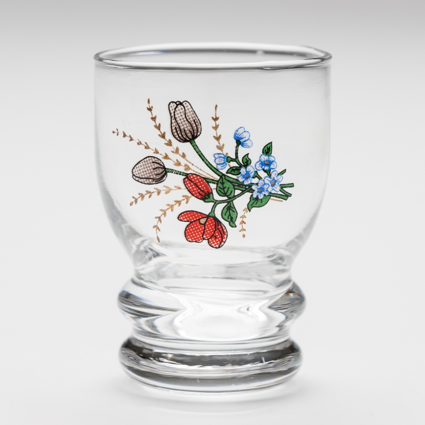 Set 6x likeur glas doorzichtig - bloemenpatroon nr. 6