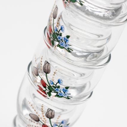 Set 6x likeur glas doorzichtig - bloemenpatroon nr. 6