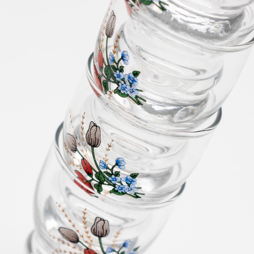 Set 6x likeur glas doorzichtig - bloemenpatroon nr. 6