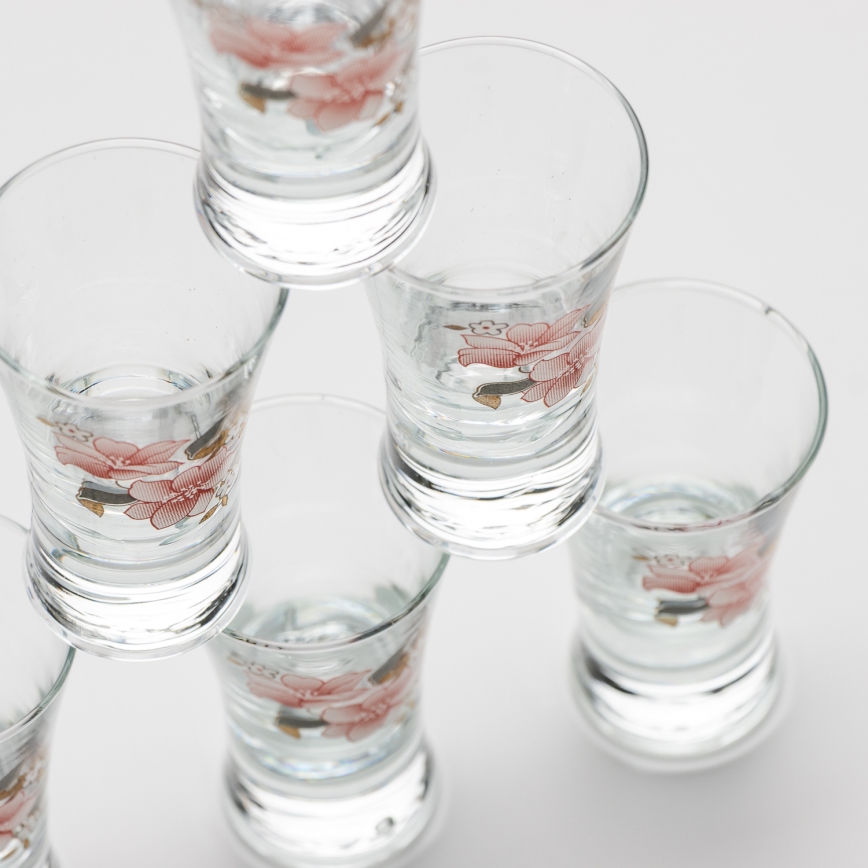 Set 6x likeur glas met een boeketmotief nr. 2