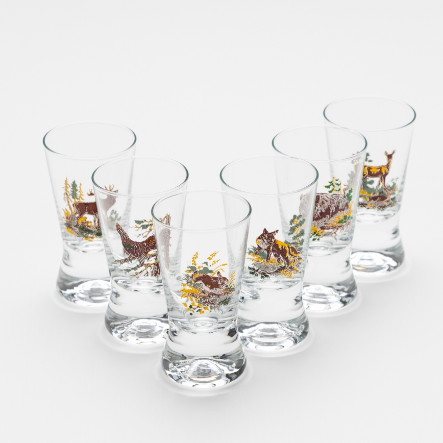 Set 6x likeur glas met een jachtmotief