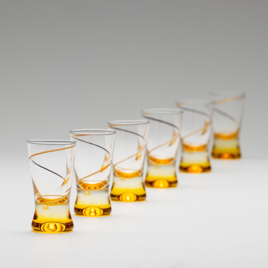 Set 6x shotglas 25 mm doorzichtig geel
