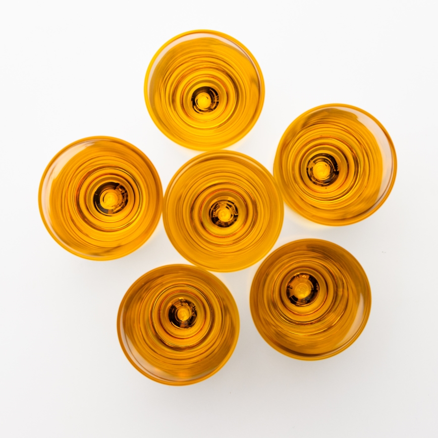 Set 6x shotglas 25 mm doorzichtig geel