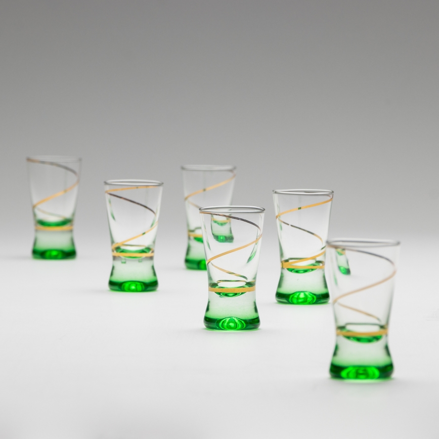 Set 6x shotglas 25 mm doorzichtig groen