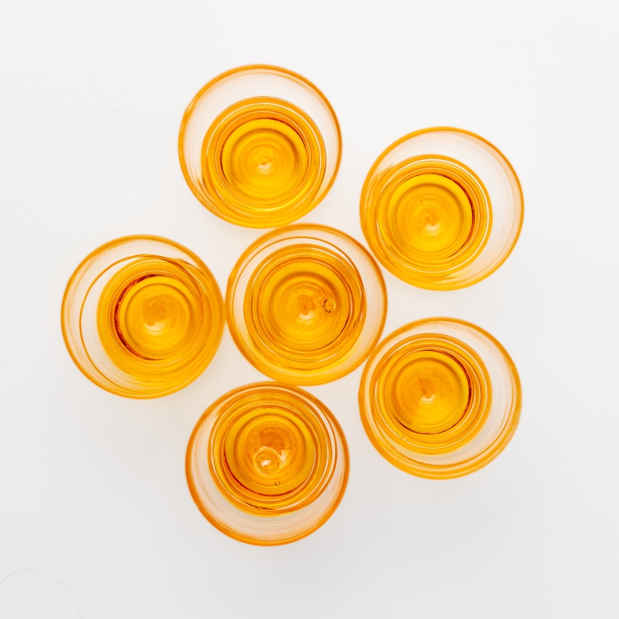 Set 6x shotglas doorzichtig geel