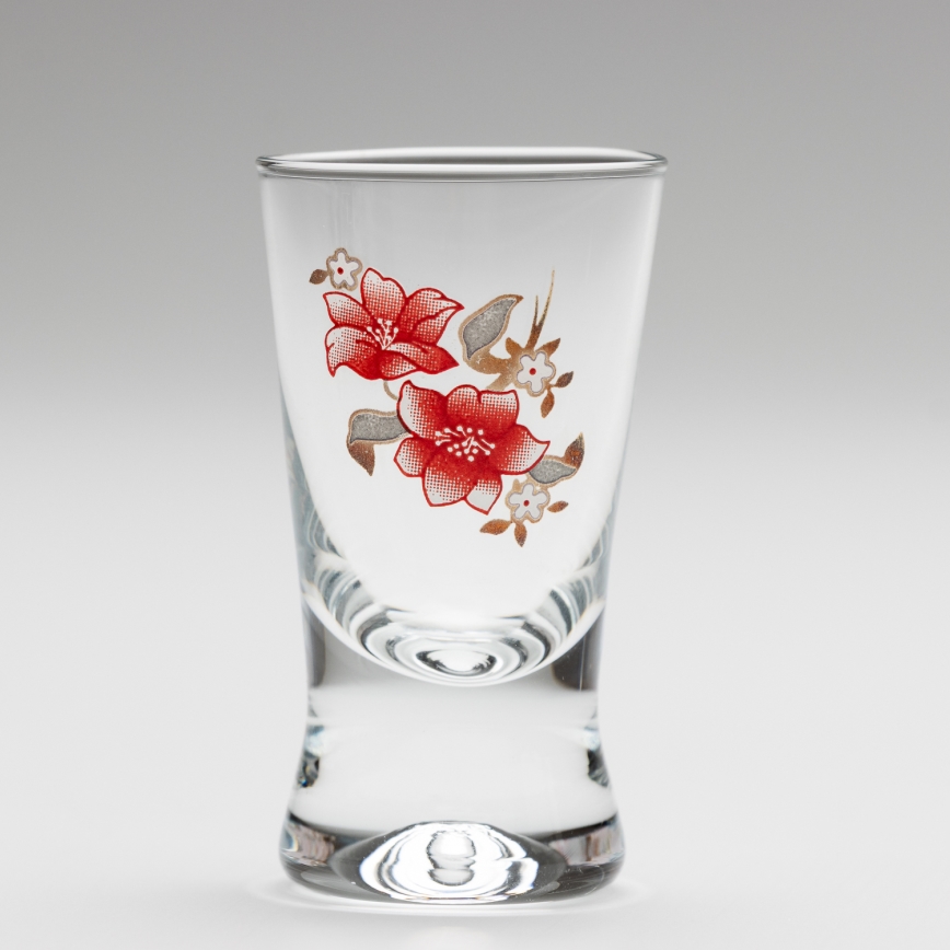 Set 6x shotglas doorzichtig met een boeketmotief nr. 2
