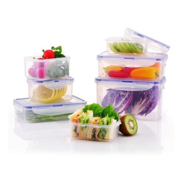 SET 7x Voedselbewaardoos LOCK blauw/doorzichtig