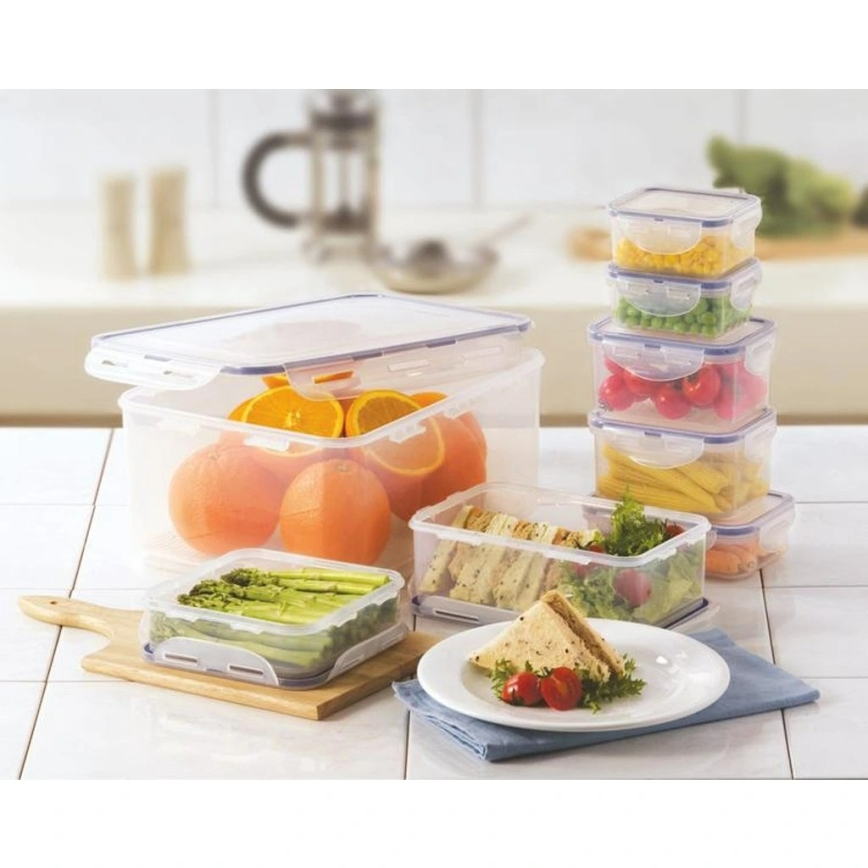 SET 7x Voedselcontainer LOCK blauw/doorzichtig
