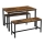 SET Bartafel 110x70 cm + 2x bankjes 97x30 cm TREVOR bruin/zwart
