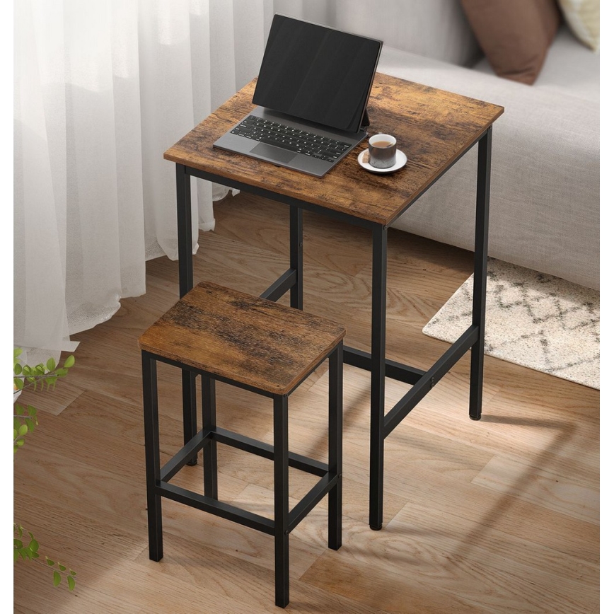 Set bartafel en 2 barkrukken BARTIS bruin/zwart