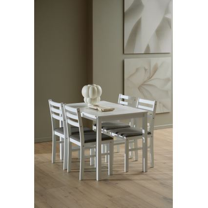 SET Eettafel + 4x Stoelen EMILY wit