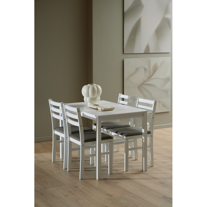 SET Eettafel + 4x Stoelen EMILY wit