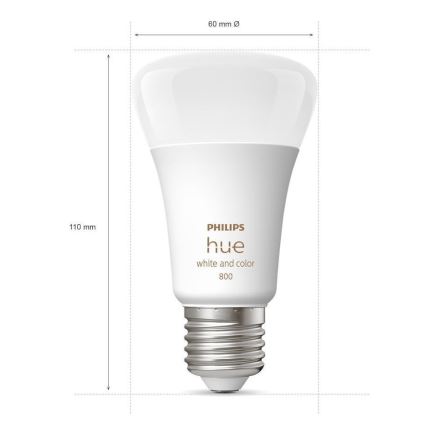 SET - LED RGBW dimbare strip Philips Hue WHITE AND COLOR AMBIANCE 2m LED/20W/230V + 2x Dimbare LED Lamp Philips A60 E27/9W/230V 2000-6500K