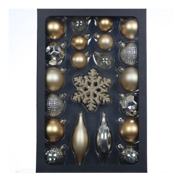 Set met Kerstboom Hangers 25 stuks goud/zilver