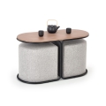 Set Salontafel NILDO 90x45 cm + 2x poef bruin/grijs