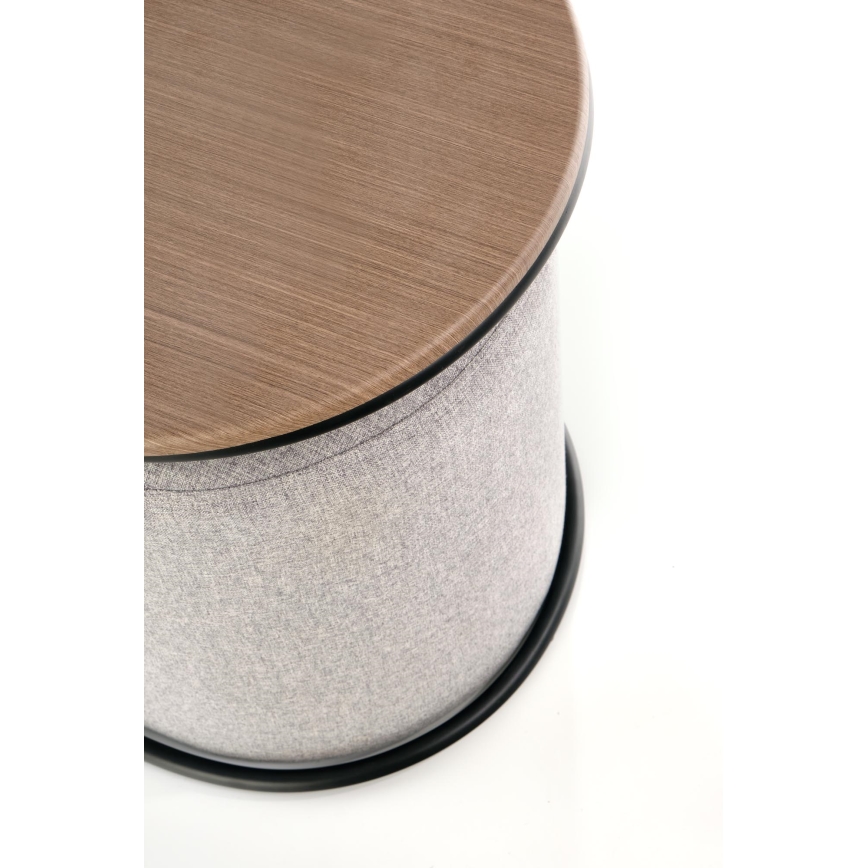 Set Salontafel NILDO 90x45 cm + 2x poef bruin/grijs