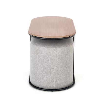 Set Salontafel NILDO 90x45 cm + 2x poef bruin/grijs