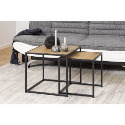 Set salontafels SARON 2 st. eiken/zwart