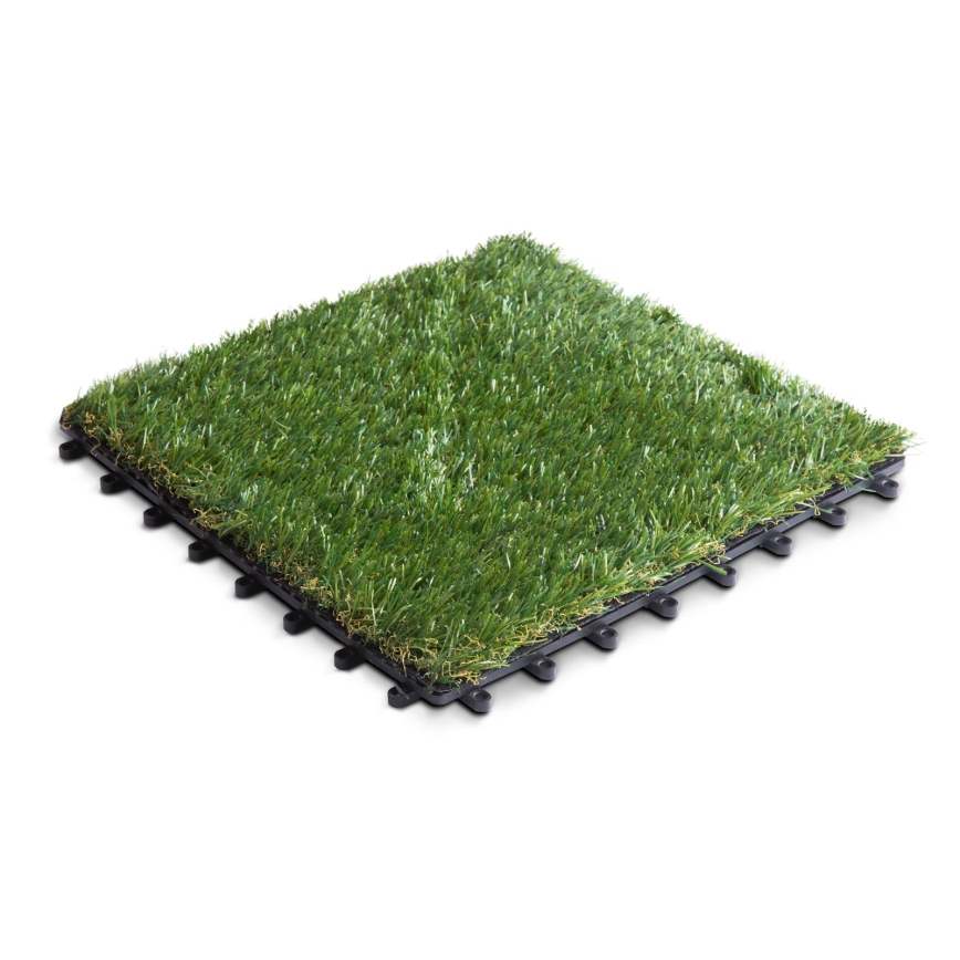 Set van 11 kunstgrastegels 30x30 cm, poolhoogte 20 mm, groen