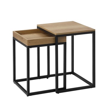Set van 2 bijzettafels ELDUR bruin/zwart