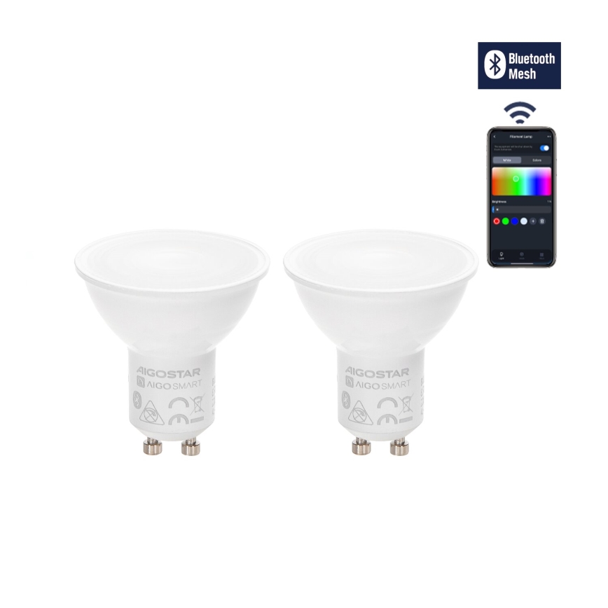 SET 2x dimbare LED-spot MESH Smart GU10/6,5W/230V 2700-6500K + afstandsbediening - Aigostar