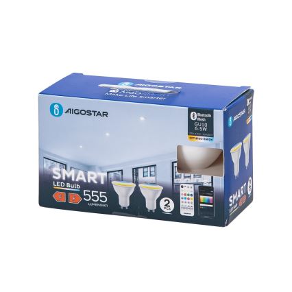 SET 2x dimbare LED-spot MESH Smart GU10/6,5W/230V 2700-6500K + afstandsbediening - Aigostar