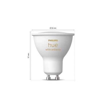Set van 2 dimbare Philips Hue White Ambiance GU10/4,2W/230V 2200-6500K + Hue Bridge