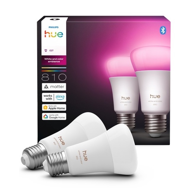 Set van 2 dimbare LED-lampen Philips Hue WHITE AND COLOR AMBIANCE E27/6W/230V 1000-20000K
