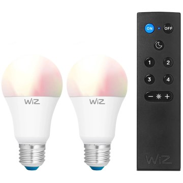 Set van 2 dimbare LED RGBW-lampen A60 E27/9W/230V 2200-6500K Wi-Fi + afstandsbediening - WiZ