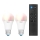 Set van 2 dimbare LED RGBW-lampen A60 E27/9W/230V 2200-6500K Wi-Fi + afstandsbediening - WiZ
