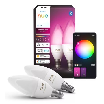 Set van 2 dimbare LED RGBW-lampen Philips Hue White And Color Ambiance B39 E14/3,7W/230V 1000-20000K