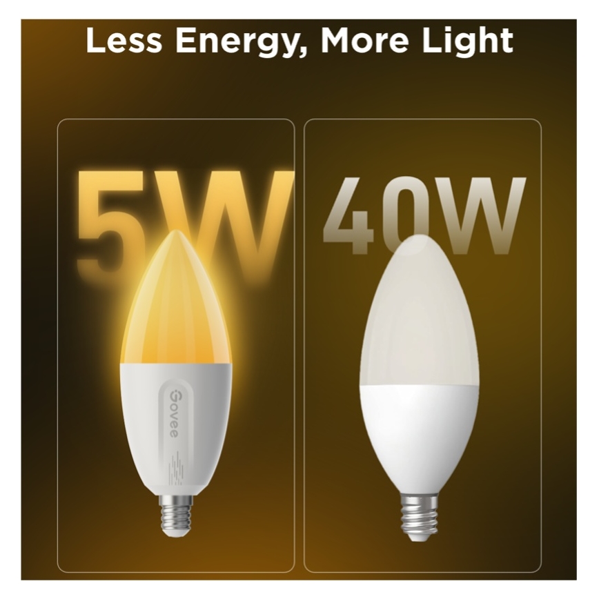 Set van 2 dimbare LED RGBWW-lampen MATTER E14/5W/230V 2700-6500K Wi-Fi - Govee