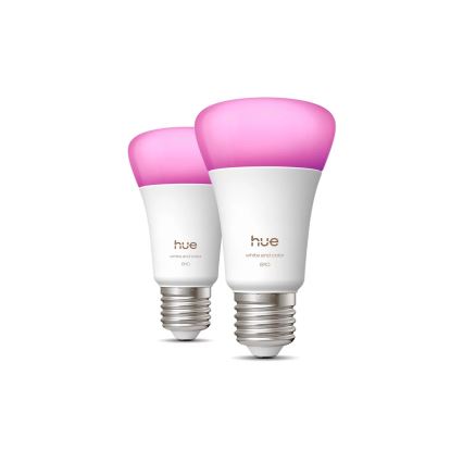 Set van 2 dimbare LED-lampen Philips Hue WHITE AND COLOR AMBIANCE E27/6W/230V 1000-20000K