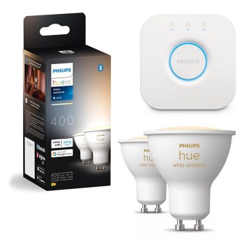 Set van 2 dimbare Philips Hue White Ambiance GU10/4,2W/230V 2200-6500K + Hue Bridge