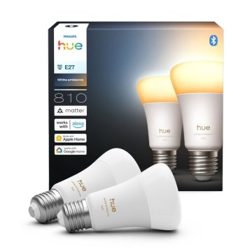 Set van 2 dimbare Philips Hue WHITE AMBIANCE LED-lampen E27/6W/230V 1000-20000K