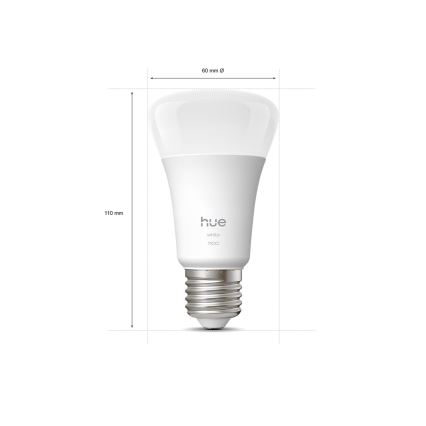 Set van 2 dimbare Philips Hue WHITE LED-lampen E27/9,5W/230V 2700K