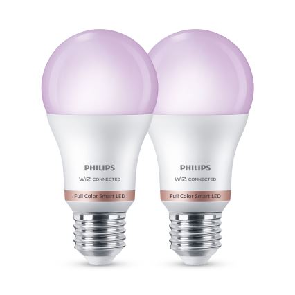 Set van 2 dimbare RGB-LED-lampen Philips SMART A60 E27/8,5W/230V 2200-6500K
