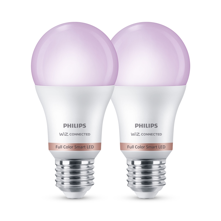Set van 2 dimbare RGB-LED-lampen Philips SMART A60 E27/8,5W/230V 2200-6500K