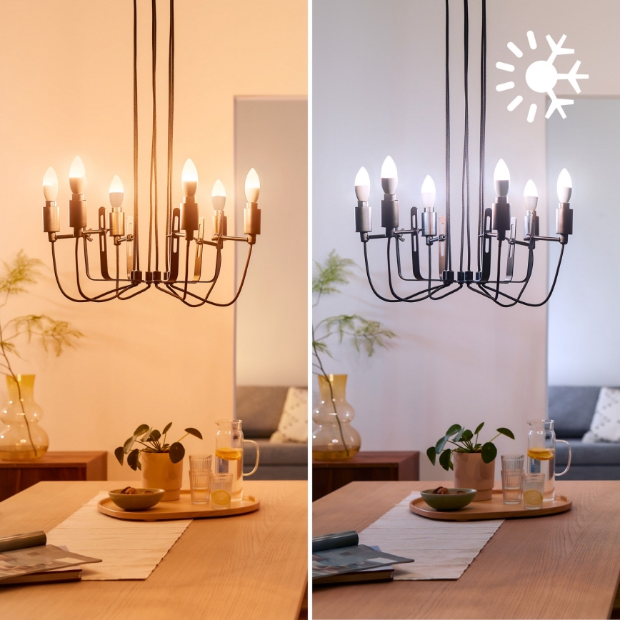 SET 2x dimbare RGB-LED-lamp Philips SMART C37 E14/4,9W/230V 2200-6500K CRI 90